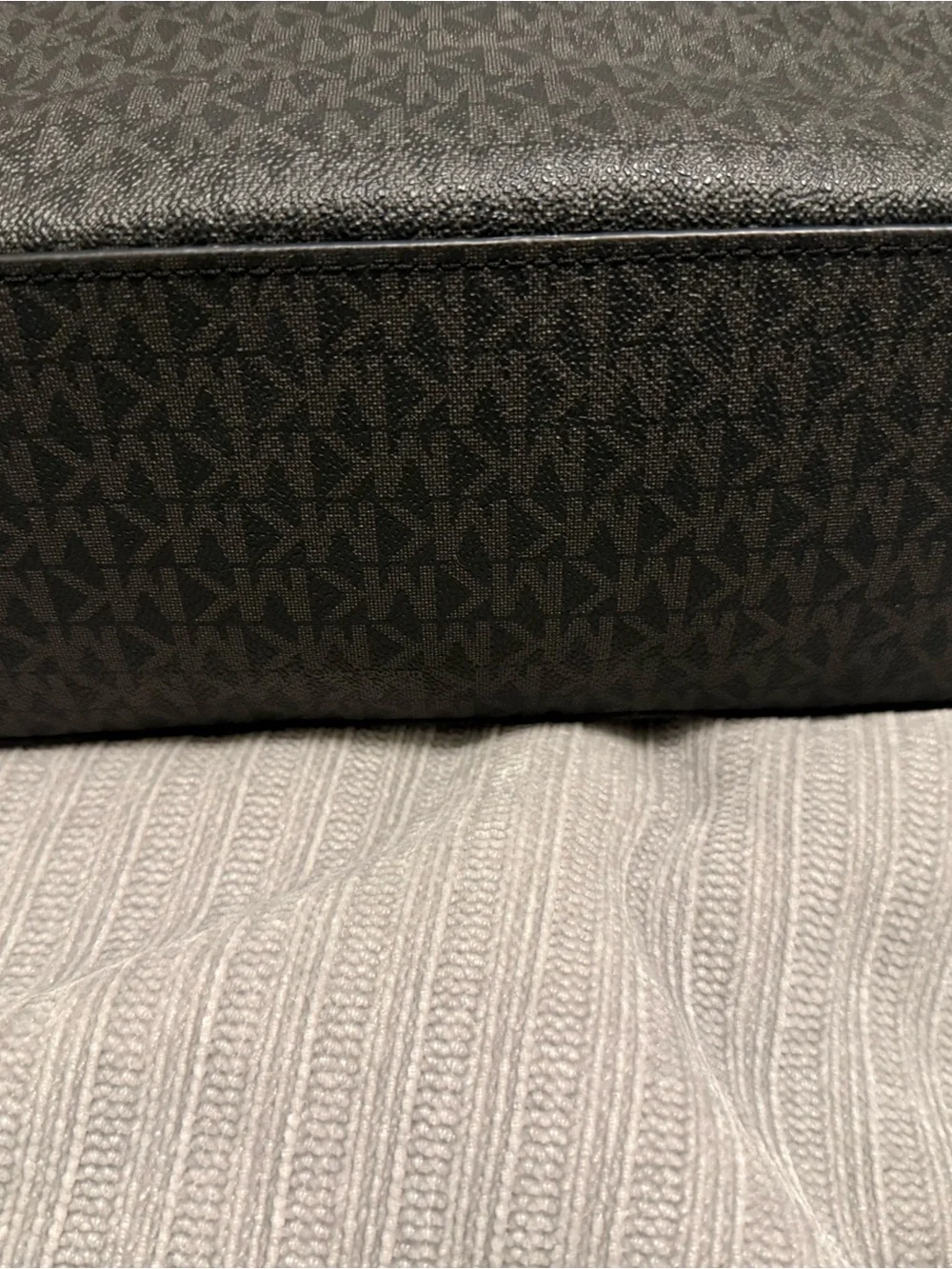 Michael Kors Black MK Signature Tote with Gold-Tone Charm
